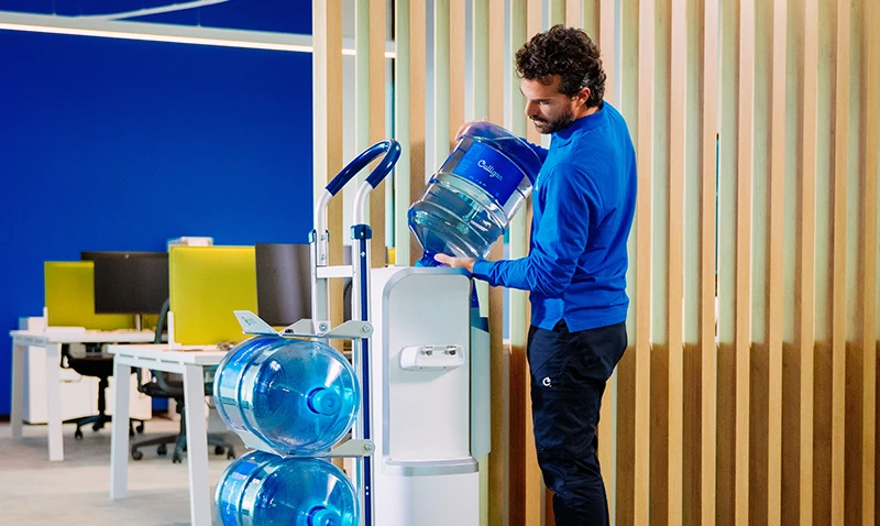 Culligan driver on a scheduled delivery in London.