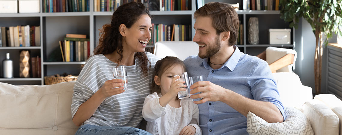 Family drinking water