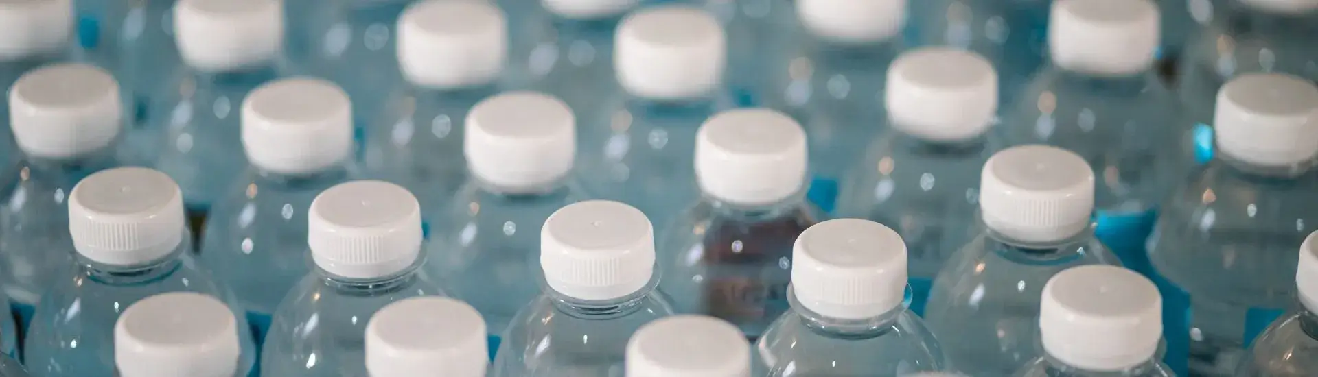 rows of plastic water bottles